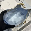 Chanel 25c AS5293 Borsa a secchiello Hobo Vintage piccola con coulisse in pelle di vitello granata Blu