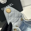 Chanel 25c AS5293 Borsa a secchiello Hobo Vintage piccola con coulisse in pelle di vitello granata Blu