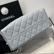 Chanel 25c AS5293 Borsa a secchiello Hobo Vintage piccola con coulisse in pelle di vitello granata Blu