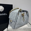 Chanel 25c AS5293 Borsa a secchiello Hobo Vintage piccola con coulisse in pelle di vitello granata Blu