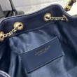 Chanel 25c AS5293 Borsa a secchiello Hobo Vintage piccola con coulisse in pelle di vitello granata Blu scuro