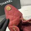 Chanel 25c AS5293 Borsa a secchiello Hobo Vintage piccola con coulisse in pelle di vitello granata Rosso
