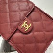 Chanel 25c AS5293 Borsa a secchiello Hobo Vintage piccola con coulisse in pelle di vitello granata Rosso