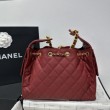 Chanel 25c AS5293 Borsa a secchiello Hobo Vintage piccola con coulisse in pelle di vitello granata Rosso