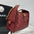 Chanel 25c AS5293 Borsa a secchiello Hobo Vintage piccola con coulisse in pelle di vitello granata Rosso