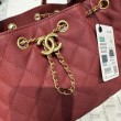Chanel 25c AS5293 Borsa a secchiello Hobo Vintage piccola con coulisse in pelle di vitello granata Rosso