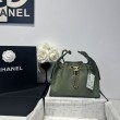Chanel 25c AS5293 Borsa a secchiello Hobo Vintage piccola con coulisse in pelle di vitello granata Verde