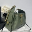 Chanel 25c AS5293 Borsa a secchiello Hobo Vintage piccola con coulisse in pelle di vitello granata Verde