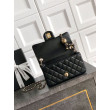 Chanel 25K Bora Pari all'originale replica a patta piccola con pallina dorata in pelle di agnello nera Chanel 25K Bora Pari all'originale replica a patta piccola con pallina dorata in pelle di agnello nera