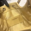Chanel AS5293, borsa a secchiello con coulisse piccola Hobo Vintage, pelle di daino gialla