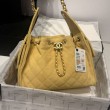 Chanel AS5293, borsa a secchiello con coulisse piccola Hobo Vintage, pelle di daino gialla