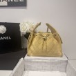 Chanel AS5293, borsa a secchiello con coulisse piccola Hobo Vintage, pelle di daino gialla