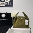 Chanel AS5293, borsa a secchiello con coulisse piccola Hobo Vintage Verde pelle di daino