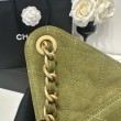 Chanel AS5293, borsa a secchiello con coulisse piccola Hobo Vintage Verde pelle di daino