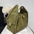 Chanel AS5293, borsa a secchiello con coulisse piccola Hobo Vintage Verde pelle di daino