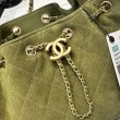 Chanel AS5293, borsa a secchiello con coulisse piccola Hobo Vintage Verde pelle di daino