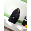 Chanel AS5293 Borsa Replica 1:1 a secchiello piccola Hobo Vintage con coulisse in denim nero