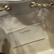 Chanel AS5293 Borsa a secchiello piccola Hobo Vintage con coulisse in pelle di vitello granata albicocca