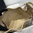 Chanel AS5293 Borsa a secchiello piccola Hobo Vintage con coulisse in pelle di vitello granata albicocca
