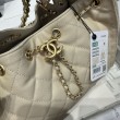 Chanel AS5293 Borsa a secchiello piccola Hobo Vintage con coulisse in pelle di vitello granata albicocca