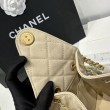 Chanel AS5293 Borsa a secchiello piccola Hobo Vintage con coulisse in pelle di vitello granata albicocca