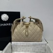 Chanel AS5293 Borsa a secchiello piccola Hobo Vintage con coulisse in pelle di vitello granata albicocca