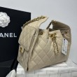 Chanel AS5293 Borsa a secchiello piccola Hobo Vintage con coulisse in pelle di vitello granata albicocca