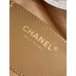 Chanel AS5293 Borse Firmate Replica a secchiello piccola Hobo Vintage con coulisse in pelle di vitello granata Bianco