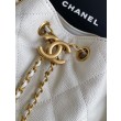 Chanel AS5293 Borse Firmate Replica a secchiello piccola Hobo Vintage con coulisse in pelle di vitello granata Bianco