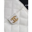 Chanel AS5293 Borse Firmate Replica a secchiello piccola Hobo Vintage con coulisse in pelle di vitello granata Bianco