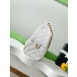 Chanel AS5293 Borse Firmate Replica a secchiello piccola Hobo Vintage con coulisse in pelle di vitello granata Bianco