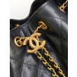 Chanel AS5293 Borse Replica a secchiello piccola Hobo Vintage con coulisse in pelle di vitello granata nera