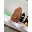Chanel AS5293 Borse Imitazioni a secchiello piccola Hobo Vintage con coulisse in pelle scamosciata marrone