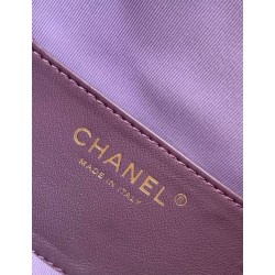 Chanel AS5293 Borsa a secchiello piccola Hobo Vintage con coulisse in pelle scamosciata viola