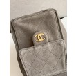 Chanel AS5293 Borse Replica Alta Qualità a secchiello piccola Hobo Vintage con coulisse in pelle scamosciata viola chiaro