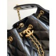Chanel AS5293 Borsa a secchiello piccola Hobo Vintage con coulisse in vacchetta nera
