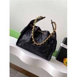 Chanel AS5293 Borse Replica a secchiello piccola Hobo Vintage con coulisse in pelle di vitello granata nera
