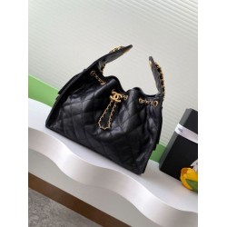 Chanel AS5293 Borse Replica a secchiello piccola Hobo Vintage con coulisse in pelle di vitello granata nera