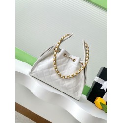 Chanel AS5293 Borse Firmate Replica a secchiello piccola Hobo Vintage con coulisse in pelle di vitello granata Bianco Chanel AS5293 Borse Firmate Replica a secchiello piccola Hobo Vintage con coulisse in pelle di vitello granata Bianco