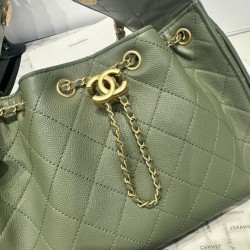 Replica Chanel 25c AS5293 Borsa a secchiello Hobo Vintage piccola con coulisse in pelle di vitello granata Verde Imitazioni Replica qualità specchio Chanel 25c AS5293 Borsa a secchiello Hobo Vintage piccola con coulisse in pelle di vitello granata Verde
