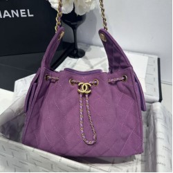 Replica Chanel 25c AS5293 Bora Pari all'originale replica a secchiello Hobo Vintage piccola con coulisse Denim Viola Imitazioni Replica qualità specchio Chanel 25c AS5293 Bora Pari all'originale replica a secchiello Hobo Vintage piccola con coulisse Denim Viola