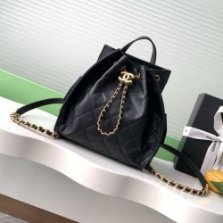 Replica qualità specchio Chanel 25B Zaino medio in pelle di vitello granata nera AS5600