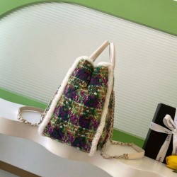 Replica Borse Shopping Chanel 25N AS5689 in Tweed Agnello Coco Neige Verde Imitazioni Replica qualità specchio Borse Shopping Chanel 25N AS5689 in Tweed Agnello Coco Neige Verde