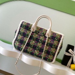 Replica qualità specchio Borse  Shopping Chanel 25N AS5689 in Tweed Agnello Coco Neige Verde