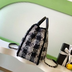 Replica Imitazioni borse griffate Shopping Chanel 25N AS5689 in Tweed Agnello Coco Neige Nero Imitazioni Replica qualità specchio Imitazioni borse griffate Shopping Chanel 25N AS5689 in Tweed Agnello Coco Neige Nero
