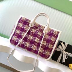 Replica qualità specchio Borse  Alta Qualità Shopping Chanel 25N AS5689 in Tweed Agnello Coco Neige Viola