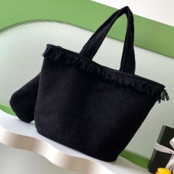 Replica qualità specchio Borsa Tote Chanel Coco Beach con Borsa Piccola Agnello Nero