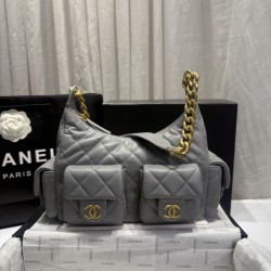 Replica Bora Pari all'originale replica a tracolla Chanel 25C Matelasse Hobo AS5339 AS5302 Grigio Imitazioni Replica qualità specchio Bora Pari all'originale replica a tracolla Chanel 25C Matelasse Hobo AS5339 AS5302 Grigio