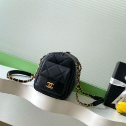 Replica Borse bowling piccola Chanel AS5792 Pelle di vitello granata Nero Imitazioni Replica qualità specchio Borse bowling piccola Chanel AS5792 Pelle di vitello granata Nero