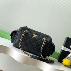 Replica qualità specchio Borse  bowling piccola Chanel AS5792 Pelle di vitello granata Nero